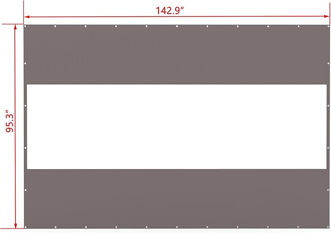 Domi Heavy Duty Outdoor Clear Panel Curtain, 18 oz Waterproof PVC Polyester Curtain, Weather Resistant & Tearproof for Patios, Gazebos, Pergolas, Privacy Screen (8'H x 12'W, Gray)