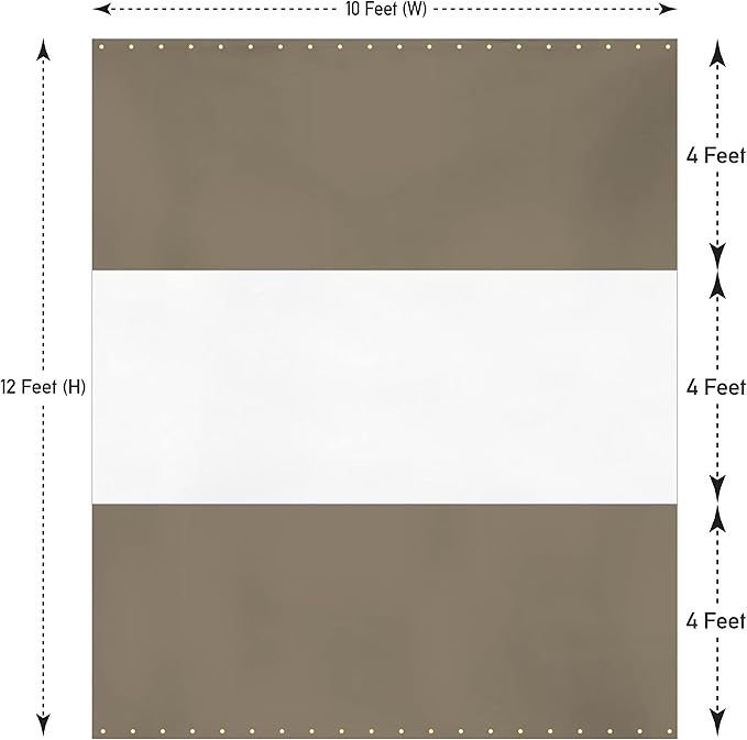 Covers & All Outdoor Clear Panel Curtain, 12 oz Vinyl Outdor Curtains for Patio, Waterproof & Weather Resistant Tarp with Brass Grommets for Pergola, Porch, Gazebos, Balcony (12' H x 10' W, Beige)