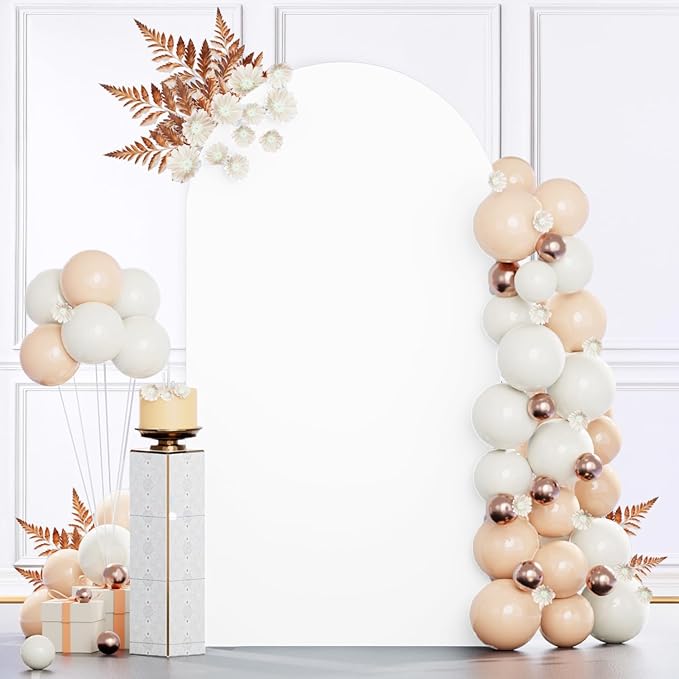 MODFUNS White Arch Cover Set of 3 Fitted Wedding Arch Covers 4ft 5ft 6ft Arched Stand Cover Spandex Arch Covers Stretchy Arches Backdrop Fabric Chiara Cover for Birthday Party Banquet Baby Shower