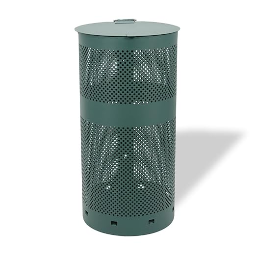 ZERO WASTE USA - Round Outdoor 10 Gallon Dog Waste Station Waste Can Replacement - 100% Rust-Free, Powder-Coated, Commercial Grade Aluminum. 10-Year Warranty (Matte Green)