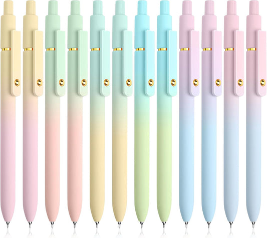12 Pcs Gel Pens 0.5mm Quick Dry Black Ink Pens Fine Point Smooth Writing Pens, Cute Office and School Supplies Gifts for Women Teacher Students (12 Pcs Ombre Gold)