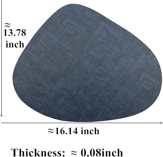 WAZAIGUR Washable Wipeable Waterproof Heat Resistant Faux Leather Placemats Set of 6,PU Palce Mats for Indoor and Outdoor,Easy to Clean Table Mats,Navy Blue