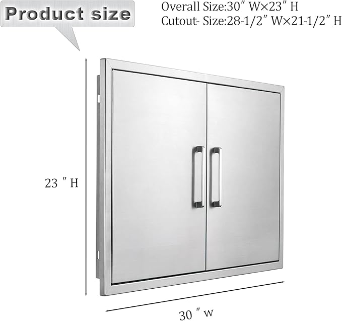 Outdoor Kitchen Door, Outdoor Kitchen Access Door, Stainless Steel BBQ Double Door, Available for Outdoor Kitchen Island or Outdoor Kitchen., 30''Wx23''H