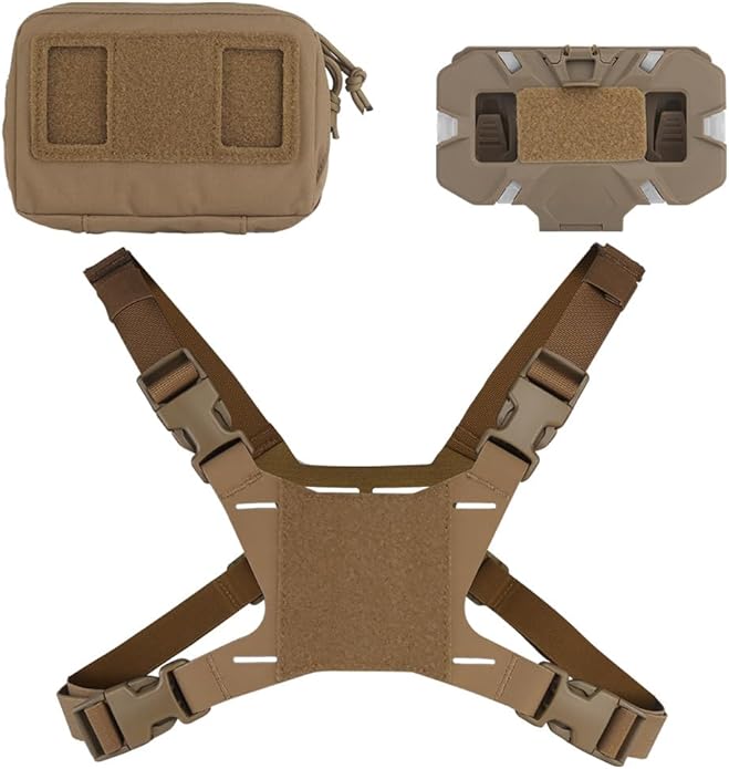 FoldPanel Tactical Chest Vest Pouch Set, Chest Rig Phone Mount as 4.7-6.7" Phone Plate Carrier Accessory with Pouch Cover