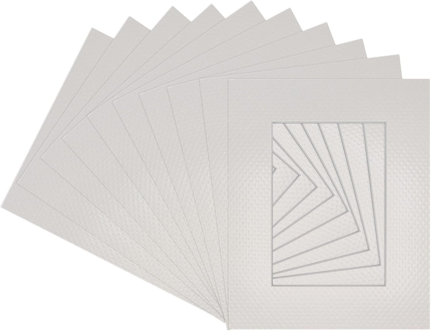 Pack of Ten Acid Free 11x14 Mats Bevel Cut for 8.5x11 Photos - Golf Ball Texture Precut Matboards With Backing Boards and Self Seal Photo Mat Bags For Pictures, Photos, Framing - 4-ply Thickness