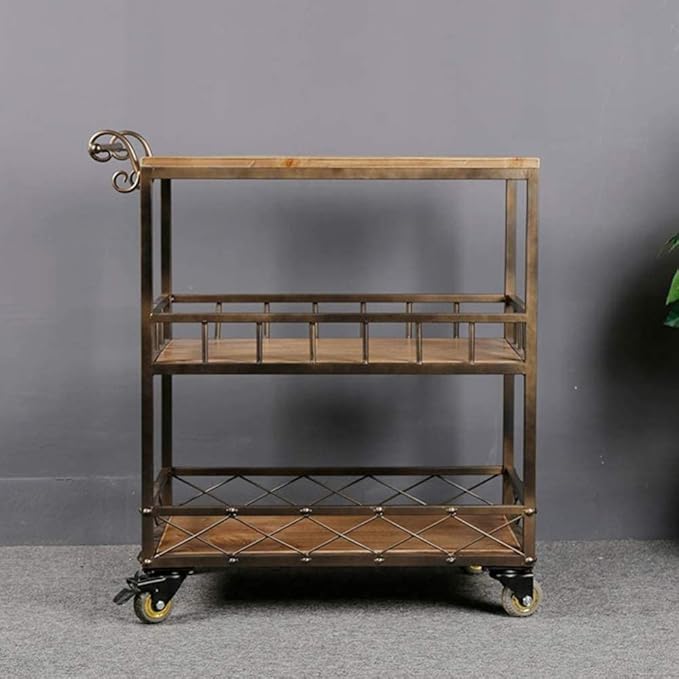Bar Serving Cart for Hotel Business Restaurant Serving Cart Catering Storage Shelf with Wheels/Rolling Bar Serving Cart for Restaurant Catering Kitchen Storage Serving Utility Trolley
