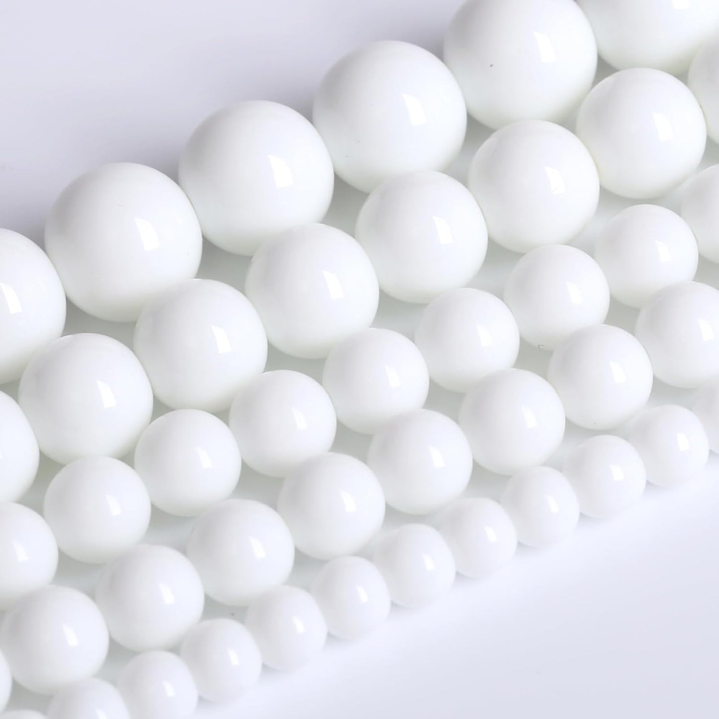 10MM Natural Stone White Porcelain Agate Beads Round Loose Stone Beads for Jewelry and Bracelets Making 72pcs 2 Strands 32"