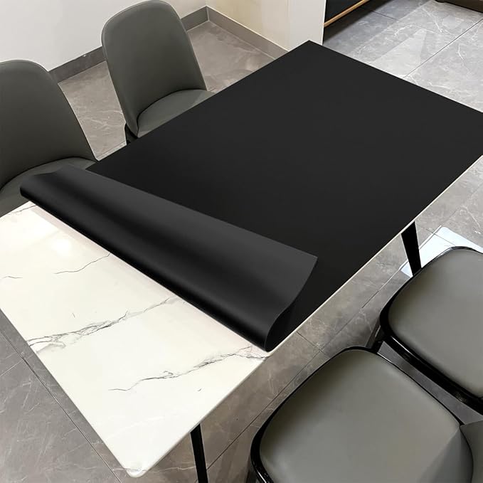 Leather Table Cover,1.8mm Thick,30x54 Inch Table Protector,Table Pads for Dining Room Table Rectangular,Table Cover Protector.(Black+Black,30x54)