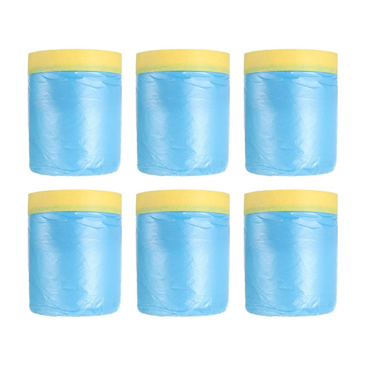 uxcell Pre-Taped Masking Film, 1.8ft x 66ft Plastic Paint Drop Cloth with Medium-Tack Painters Tape for Painting Spraying Protection Blue Film 6Pcs