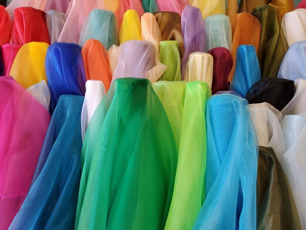 Organza Fabric 5 Yard Bridal Solid Sheer Organza Fabric Bolt for Wedding Dress, Fashion, Crafts, Decorations Silky Shiny Organza 44" - (5 Yard, Hot Pink)