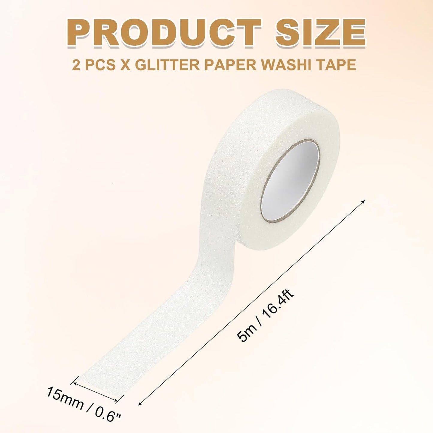 PATIKIL 2 Roll Glitter Paper Washi Tape, Washi Decorative Tape for Crafts, White