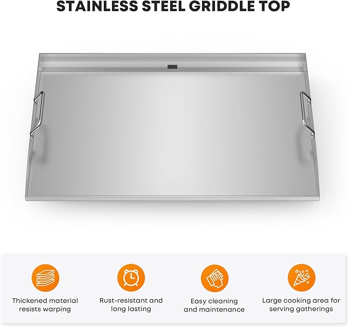 Stanbroil 28 Inch Flat Top Griddle, Stainless Steel Griddle Replacement Top for Blackstone 28" 2-Burner Gas Grill Cooking Station, Rear Grease Management System