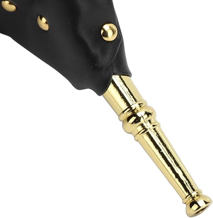Fireplace Bellows Beautiful Wood Air Blower for BBQ Grill Chimney, Hand Bellow Fire Tools for Barbecue, 15.6x7.1in WoodPU Leather (Golden Tube)