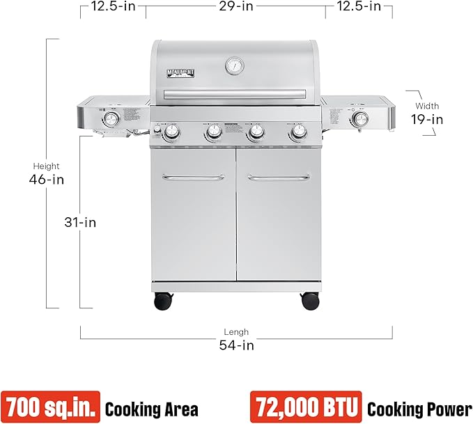 Monument Grills Larger 4-Burner Propane Gas Grills Stainless Steel with Smoke Box(2 items)