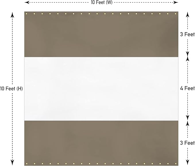 Covers & All Outdoor Clear Panel Curtain, 12 oz Vinyl Outdoor Curtains for Patio, Weather Resistant Waterproof Tarp with Brass Grommets for Pergola, Porch, Gazebos, Balcony (10'H x 10'W Feet, Beige)