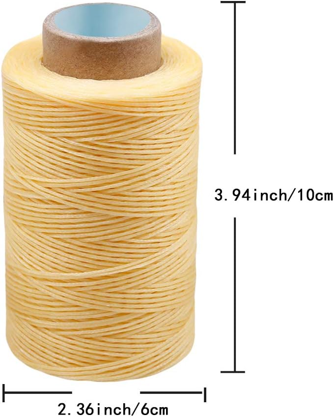 284 Yards Waxed Thread, 210D Heavy Duty Wax Upholstery Thread for Leather Sewing, 0.8mm Flat Waxed String for Bookbinding/Shoe Repairing/Leather Projects