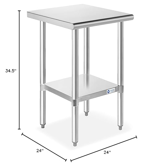 GRIDMANN Stainless Steel Work Table 18 x 24 Inches, NSF Commercial Kitchen Prep Table with Under Shelf for Restaurant and Home