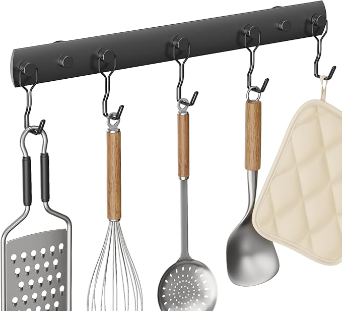 Magnetic Grill Hooks, Heavy Duty Magnetic Utensil Rack with 5 Hooks, Strong Magnet BBQ Tool Rack, Grill Storage Accessories for Refrigerator Traeger Blackstone Pit Boss Camp Chef Z Grills Smoker