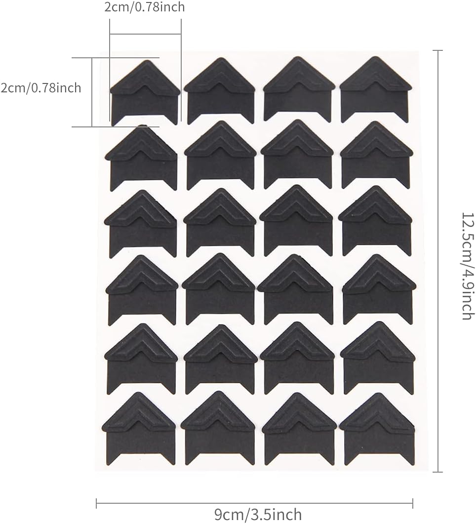 GOONAVI 15 Sheets 360 Pcs Black Acid-Free Photo Corners Mounting Self Adhesive for DIY Photo Album Journal