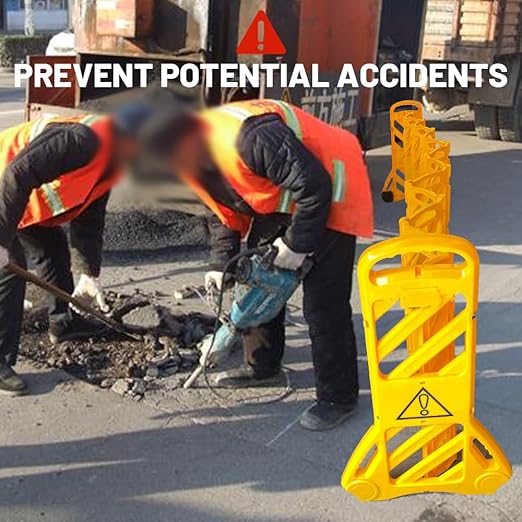 Yeeoy 13 Foot Safety Barrier, Expandable Mobile Barricade System, Commercial Foldable Barriers, Portable Traffic Barricade Fence for Construction, Traffic Control, Driveway Gate
