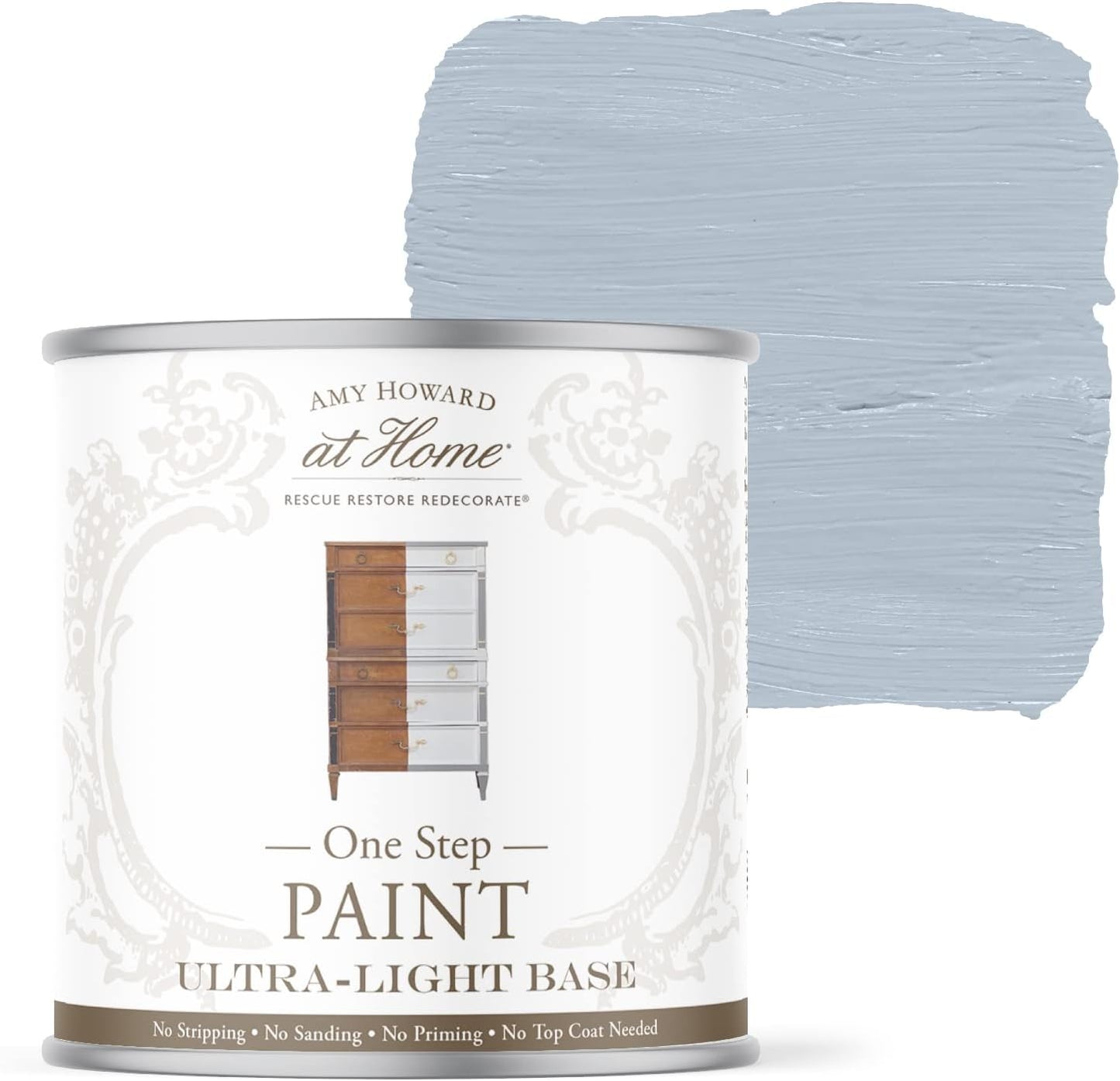 AMY HOWARD AT HOME Chalk-Based One Step Paint for Furniture, Cabinetry, Decor, Finish, and More | No Stripping, Sanding, or Priming | Ultra-Light Base | 16 Ounce | Ambala Blue