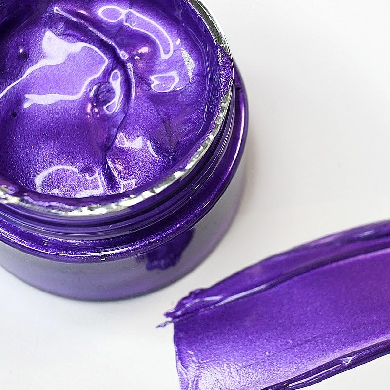 Shimmer Metallic Acrylic Paint Purple Metallic Chalk Paste 1.7oz/50ml, Ideal for Wood/T-Shirts/Glass/Stone, DIY Crafts Projects Glitter Pearlescent Golden Pigment Suitable for Beginners Artists