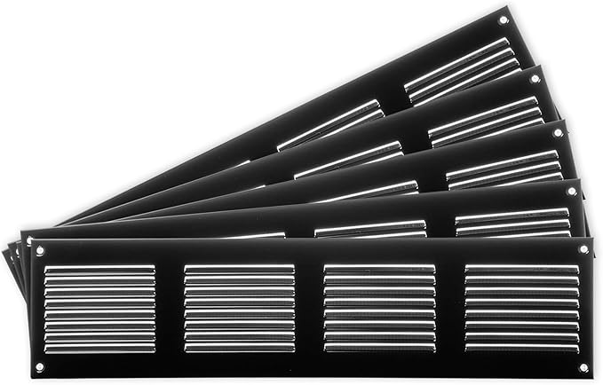Repa Market 5-Pack Air Vent Cover 16x4 Inch (Outer Dimensions) White Galvanized Steel Louvered Grill Cover with Mesh Screen/Wall or Ceiling Vent/HVAC Register for Indoor and Outdoor Ventilation