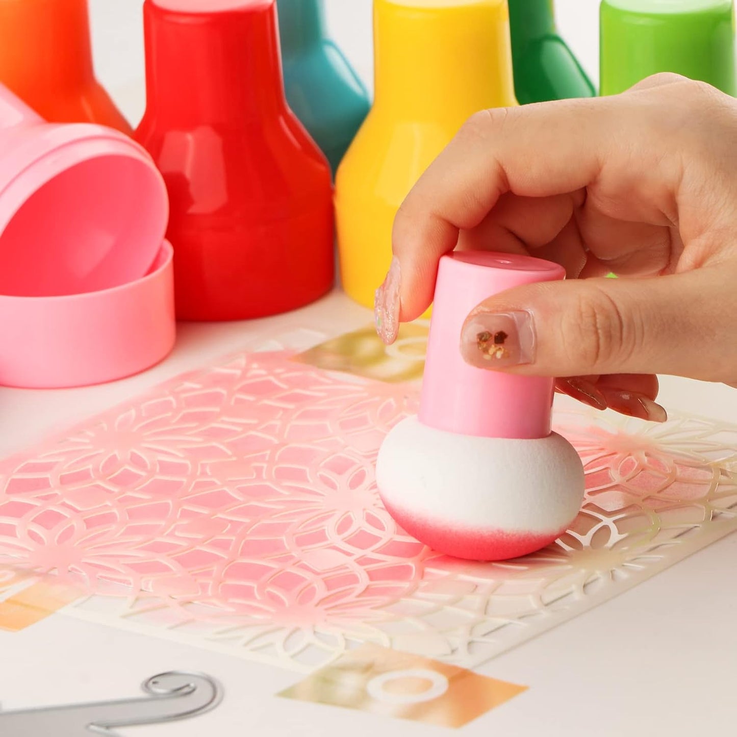 3PCS / Sets Ink Applicator with Storage Cases,Paper Pouncers for Direct Ink Application On Crafts Projects Easily,Inking Sponge for Stamp Ink Distressing, Blending Card Making Crafting Tools