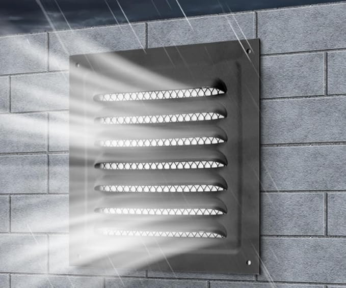 2pcs Attic Vent Soffit Vent Aluminum Wall Vent Metal Shed Vent Square Vent Louver Vent Grille with Built-in Insect Screen for Exterior Door House Attic Garage Ceiling (Black 8" x 8"-2 Pack)