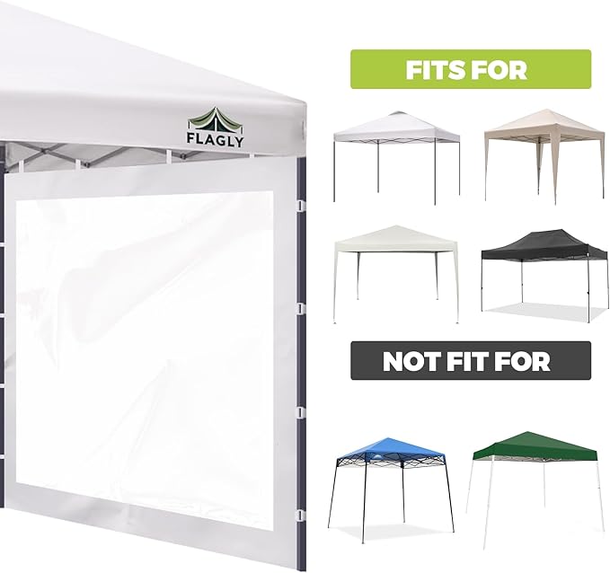 Instant Canopy Sidewalls for 10x10 Pop Up Canopy Tent, 300D Waterproof Material for Outdoor Events, Vendor Booths, and Privacy (Sidewalls Only, Canopy Not Included) (White, 10x10ft-clear Window)