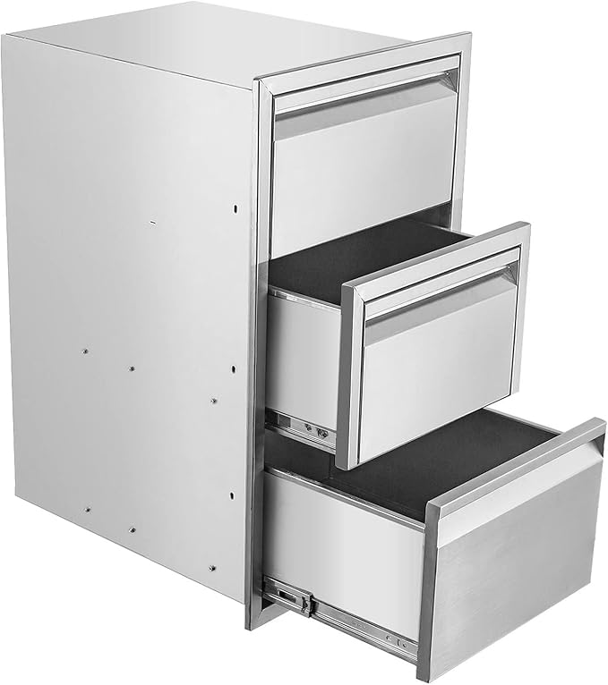 Outdoor Kitchen Double Drawer w/Paper Towel Holder Combo Works with Your Grilling or Prep Zones Flush Mount for Outdoor Kitchen Island, 17" W x 30" H x 21" D