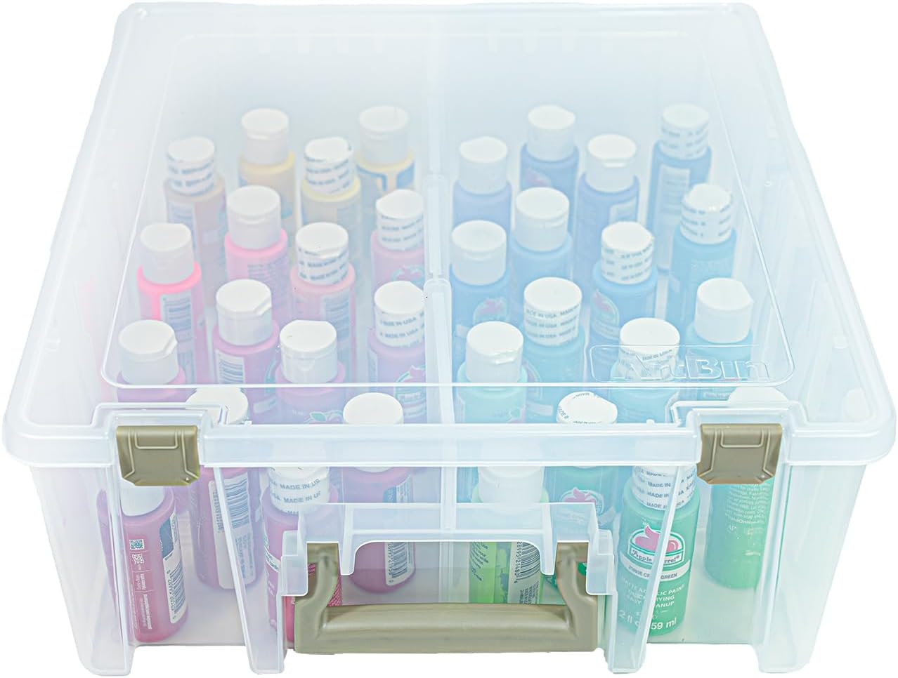 ArtBin 6990AB Super Satchel Double Deep Compartment Box - Art Storage with 8 Removable Compartments, Smart Closure for Craft Supplies (Gold- Pack of 1)