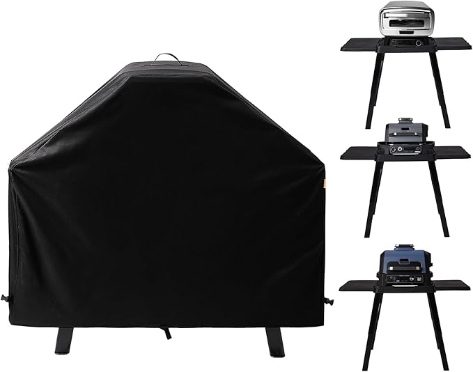 Waterproof Cover for Ninja XSKUNSTAND Outdoor Stand with Two Side Tables, Grill Accessories for Ninja Woodfire Grill OG700/800/900 Series & Oven OO101, for Artisan Pizza Oven MO201 (Cover Only)