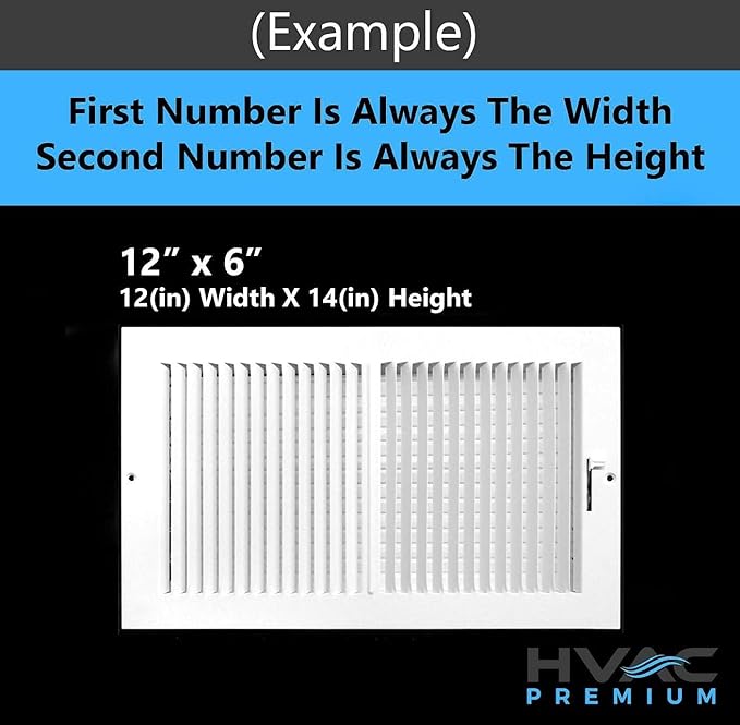 14" X 10" Adjustable AIR Supply Diffuser - HVAC Vent Cover Sidewall or Ceiling - Grille Register - High Airflow - Black [Outer Dimensions: 15.75"w X 11.75"h]