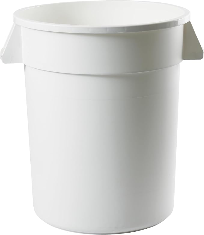 Winco Heavy-Duty Round Waste Container/Trash Can, 20 Gallon, White