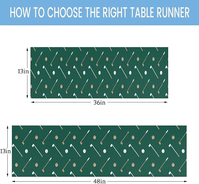 Golf Club Golf Ball Table Runner Kitchen Dining Table Runner 13*36in Table Center Decor for Indoor Outdoor Home Holiday Party