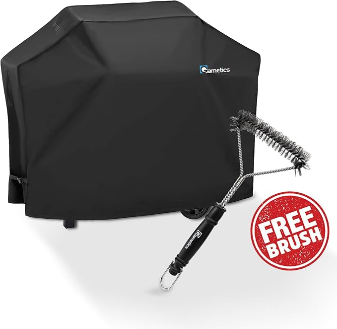 Grill Cover for Outdoor Grill 64 Inch – Bonus Grill Cleaning Brush Included, Heavy Duty Waterproof BBQ Gas Grill Cover for Outside, UV & Fade Resistant, Fits Most 4-Burner Grills