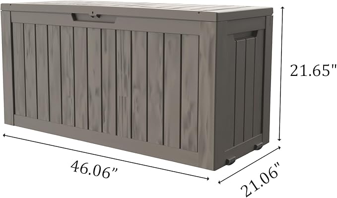 75 Gallon Deck Box, Resin Outdoor Indoor Waterproof Storage Box, Lockable Storage Box With Handle for Patio Furniture - Garden Tools - Swimming Pool Tools UV-Resistant, Grey