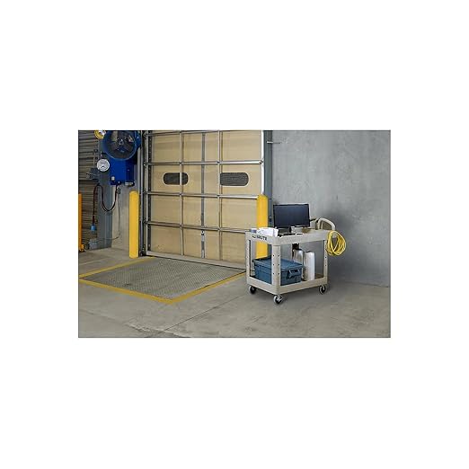Rubbermaid Commercial Products BRUTE Heavy Duty 2-Shelf Utility/Service Cart, Medium, Lipped Shelves, Ergonomic Handle, 500 lbs. Capacity, Beige, for Warehouse/Garage/Cleaning/Maintenance