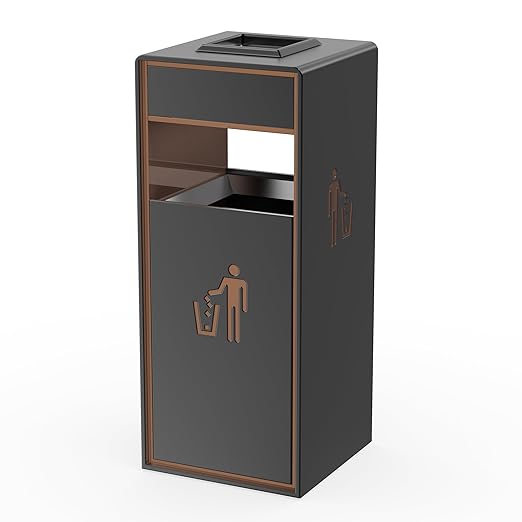 Stainless Steel Commercial Trash Can,Heavy Duty Brushed Finish Garbage Bin, Fingerprint-Resistant Large Indoor Outdoor Trash Can for Office, Hotel Lobby, Conference Hall, 13"x13"x30"