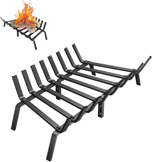 Fireplace Grate, 27 inch Solid Fireplace Log Holder, Heavy Duty Cast Iron Firewood Log Burning Rack Fire Grates for Inside Fireplace Accessories