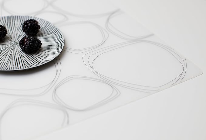 modern-twist 14 x 16 Silicone Placemat, BPA, PVC-Free Table Mat, Dishwasher Safe, Pebbles Print in Black, Pack of 1