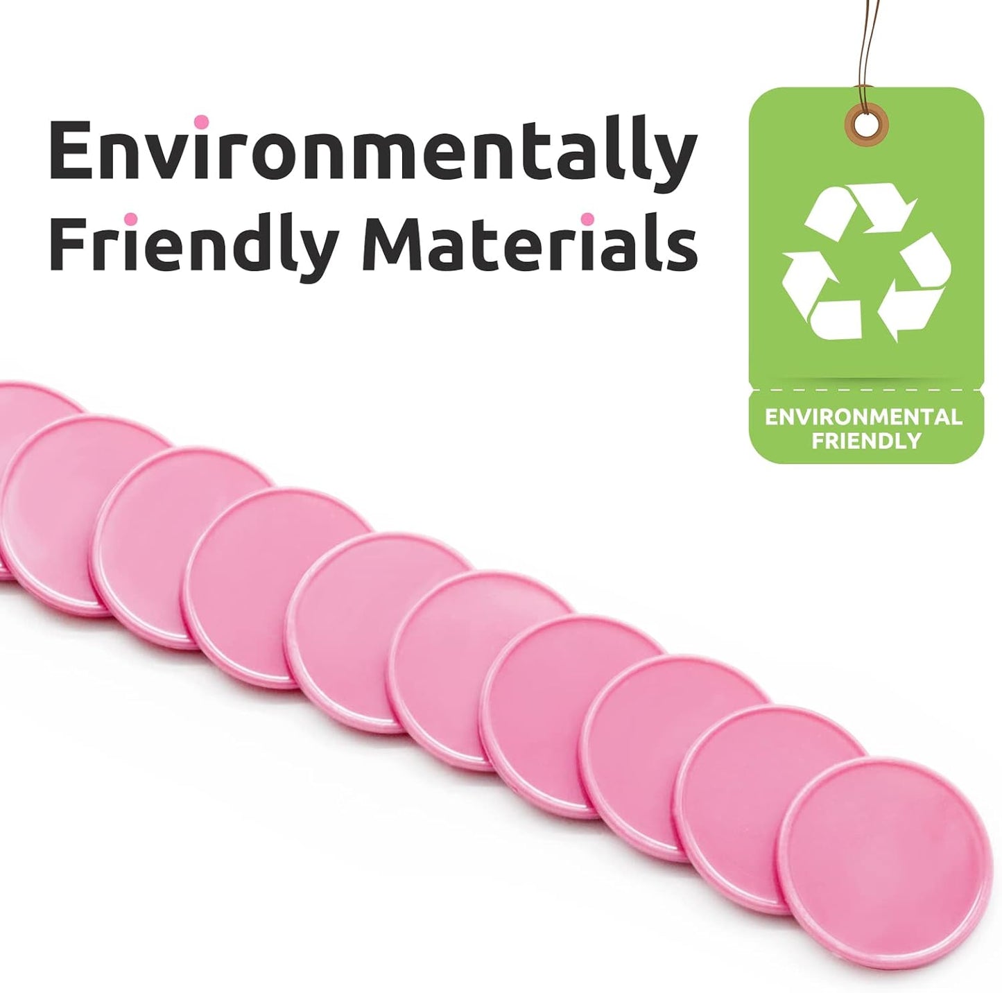 Set of 100 Opaque Plastic Learning Counters Mini Poker Chips Game Tokens with Storage Box (Pink, 1.26 Inch)