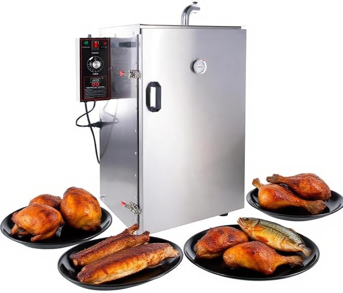 CLIVIA Electric Vertical BBQ Smoker, 5 Layers Outdoor Smoker Oven with Digital Temperature&Time Controller, Barbecue Cooking, Grilling Smoking for Fish, Sausage, Jerky, Cheese