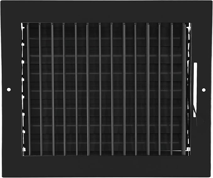 HVAC Premium 10"w X 8"h Adjustable AIR Supply Diffuser - HVAC Vent Cover Sidewall or Ceiling - Grille Register - High Airflow - Black [Outer Dimensions: 11.875"w X 10"h]