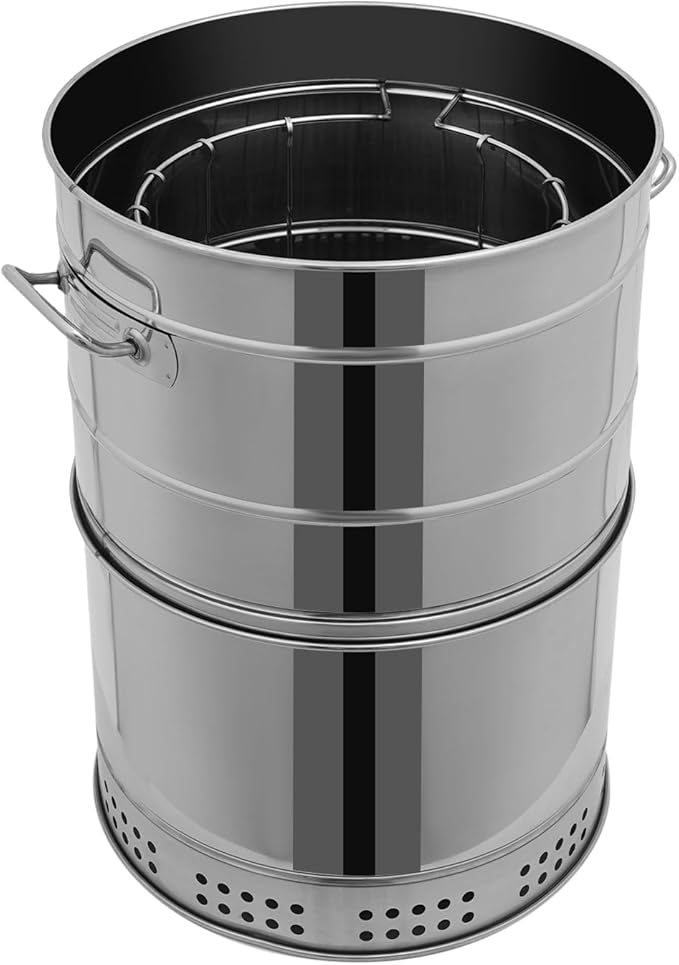 Stainless Steel Smokeless Barbecue Surround Charcoal Grill, 50 Kabob Skewer Portable Charcoal BBQ Charcoal Barrel Smoker with Grilling Accessories Set for Camping, Backyard & Home BBQ INGRILL