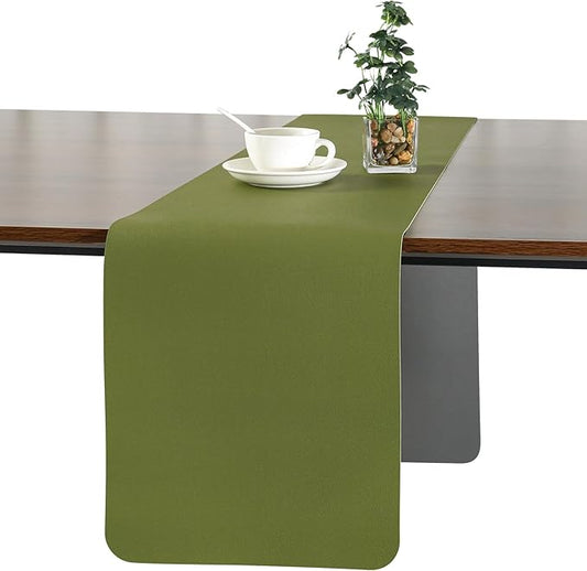Myir JUN Table Runner Double Sided Vinyl Runner Table 72 Inch Long Runner for Table Washable Waterproof Non-Slip for Home Decorations Gray Green,12 x 72 inch