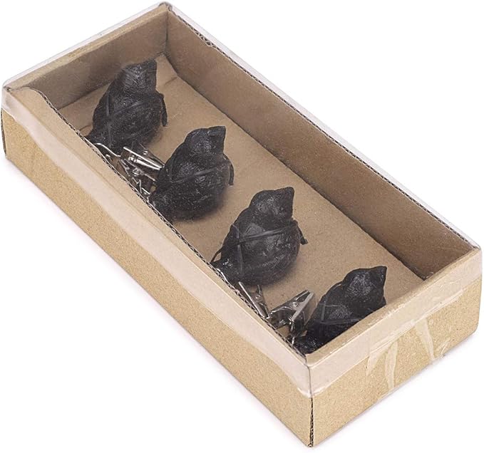 OwnMy Set of 4 Black Tablecloth Weights Clip on, Heavy Duty Pendant Tablecloth Weights Kit with Cast Iron Antique Birds, Flag Weights Clips for Outdoor Garden Party Picnic Tablecloths
