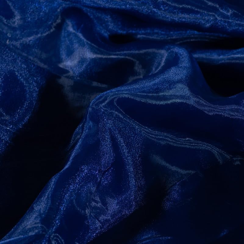 Fynite Navy Blue Organza Fabric by The Yard | 20 Yard Long | 44" Wide | Bridal Soft Sheer Organza Tulle for DIY Wedding Dress Fashion Craft Decorations