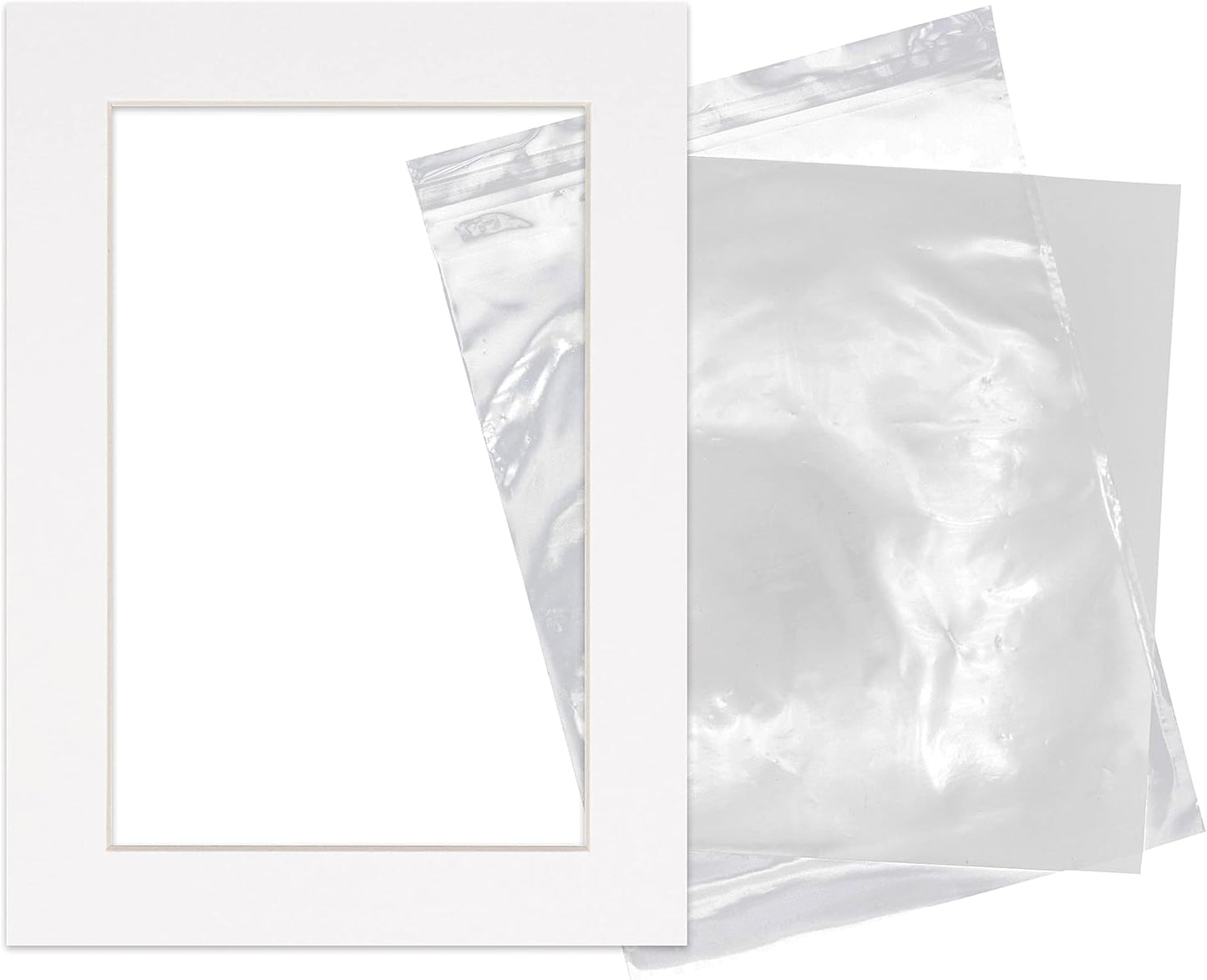 5.5x8.5 Mat for 8.5x11 Frame - Precut Mat Board Acid-Free Show Kit with Backing Board, and Clear Bags White 5.5x8.5 Photo Matte Made to Fit a 8.5x11 Picture Frame Matboard for Framing, Pack of 10 Mats
